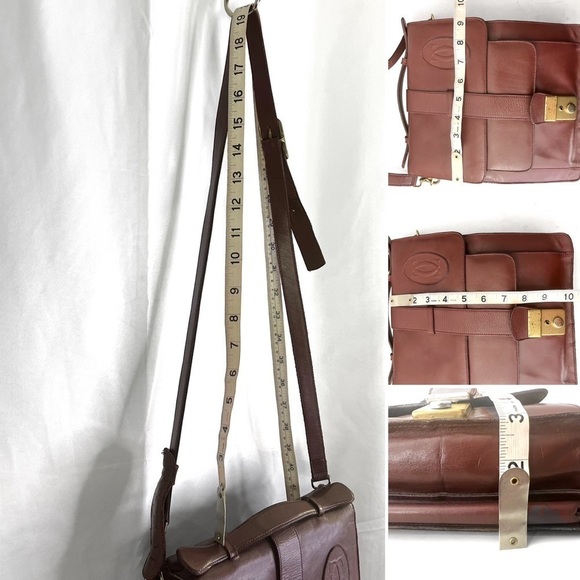CARTIER crossbody bag vintage Cartier Bordeaux leather bag Cartier vtg  bag - Picture 16 of 17